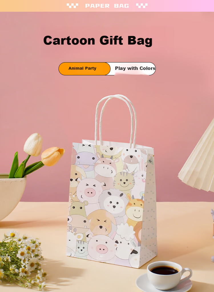 Banjeni Gift Bag Kraft Paper Handbag Student Activity Storage Bag Cute Paper Gift Packaging Bag 2