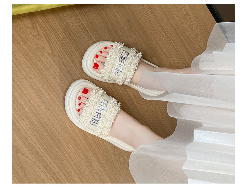 Cartelo Crocodile Women's Sandals Summer New Fashion Rhinestone Flat Casual Shoes Beige 36 13