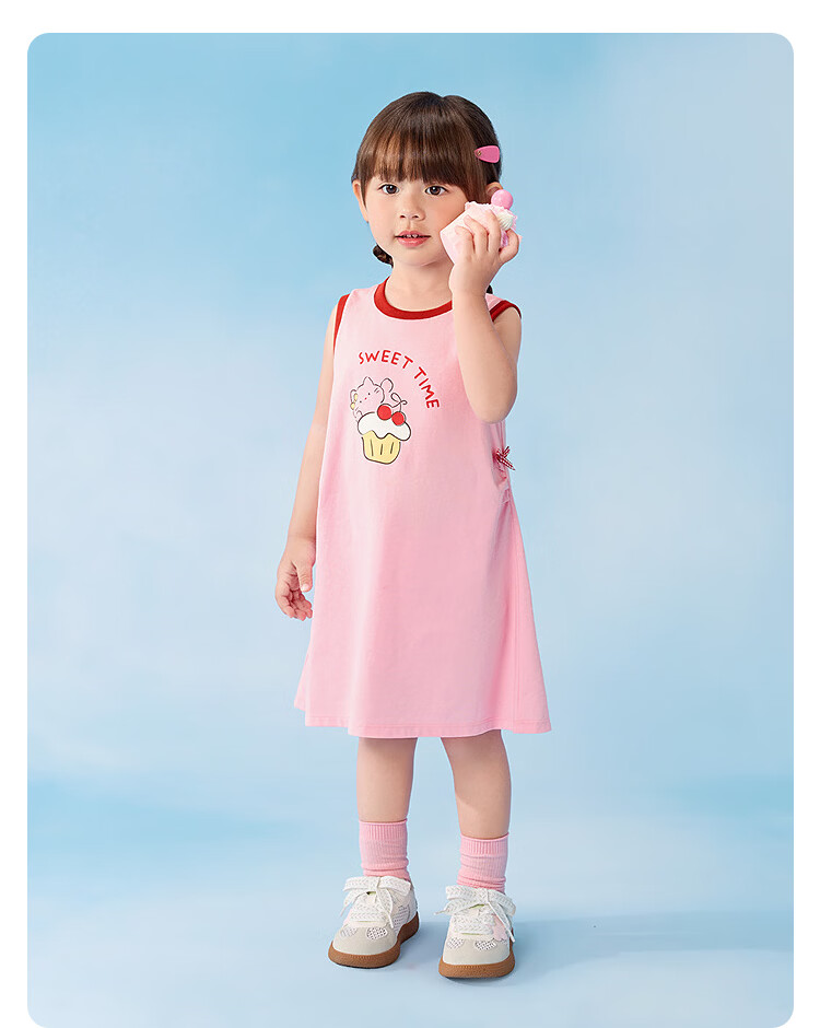 Balabala [balaOne] Kids Children's Dress Girls 2026 Summer Bowknot Skirt 19