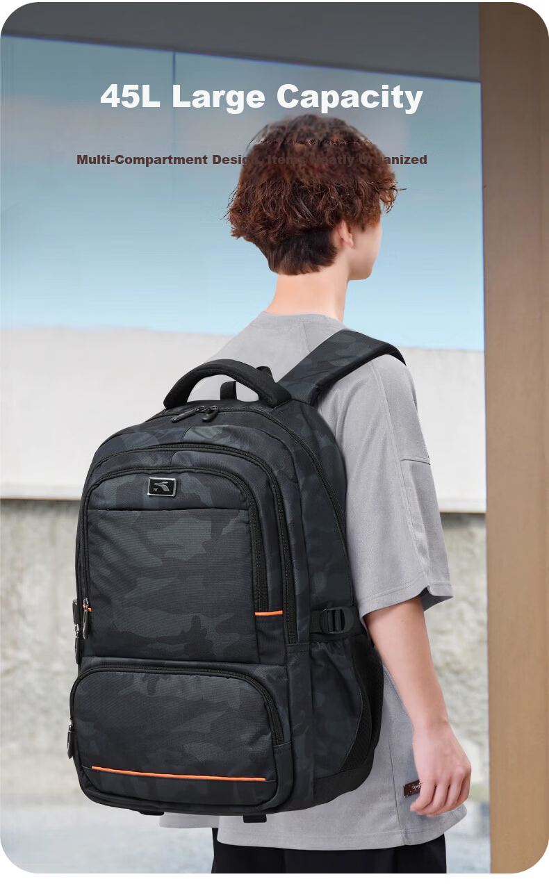 361° High School Student Backpack Large Capacity Water-Resistant Camouflage Black Travel Shoulder Bag for Middle and University Students 13