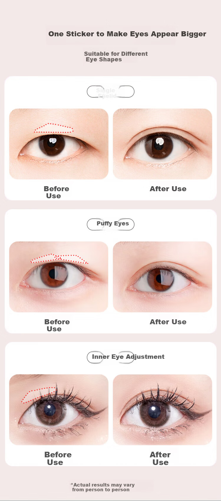 UPLUS Olive-Shaped Double Eyelid Tape 216pcs - Adhesive Upgrade, Invisible, Long-Lasting, Natural, Lightweight, No Trace 4
