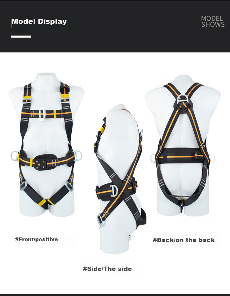 Shandouao Five-Point Safety Harness Fall Protection Rope for High-Altitude Work AD9026 Double Large Hooks 3m 6