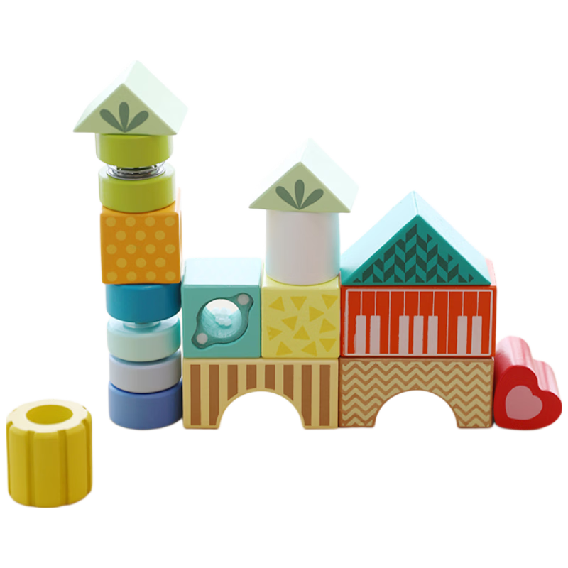 Classic World Wooden Teething Large Block Baby Toy Educational Building Blocks for Newborns Boys and Girls Children's Day Gift