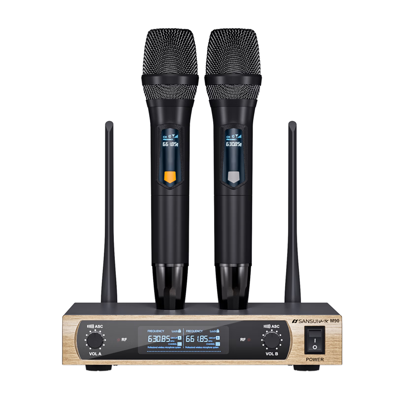 SANSUI M90 Wireless Microphone Dual Channel Professional Teaching Performance Mic Stage Host KTV Home Karaoke Handheld Receiver