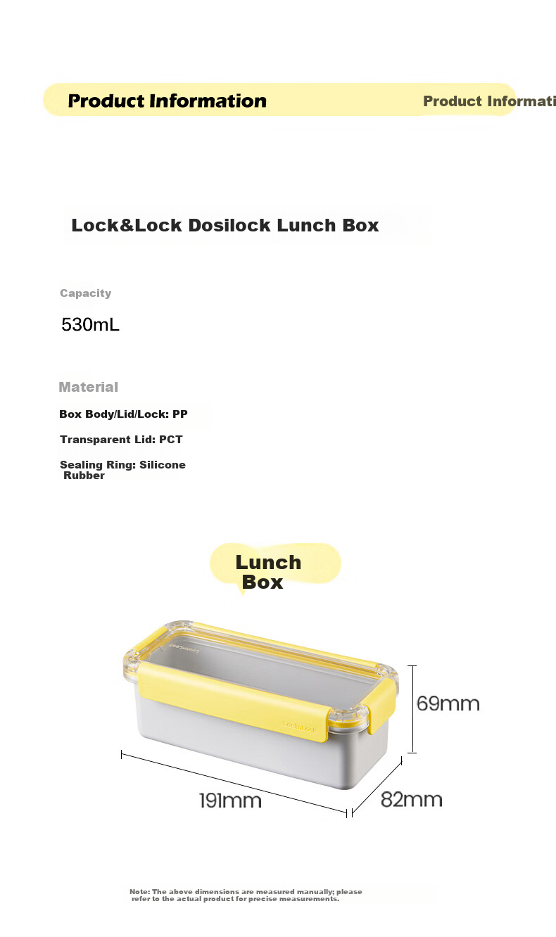 LOCK&LOCK Microwaveable Lunch Box Portable Plastic Bento Box for Office Workers and Students Single Meal Container 9