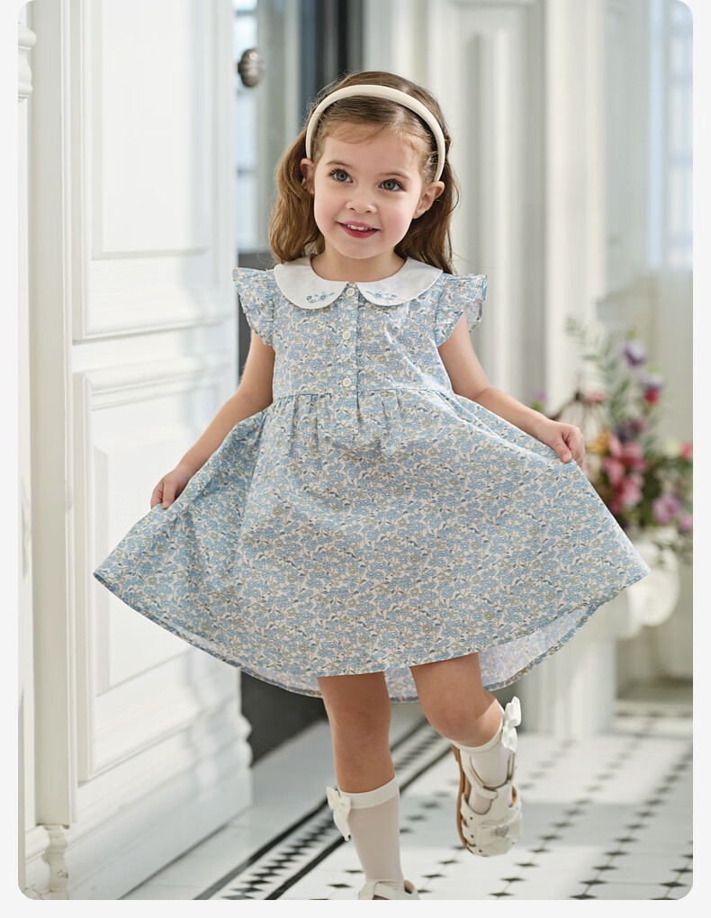 DAVE & BELLA Girls' Cotton Summer Dress Floral Toddler Baby Class A Dress 11