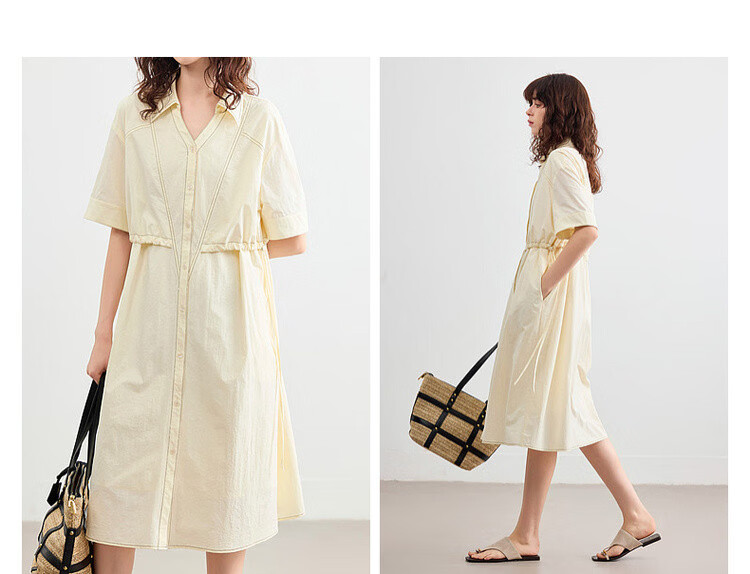 Demana Quick-Dry Sun Protection Series Summer Lightweight Outdoor V-Neck Short Sleeve Loose Casual Mid-Length Dress for Women 5