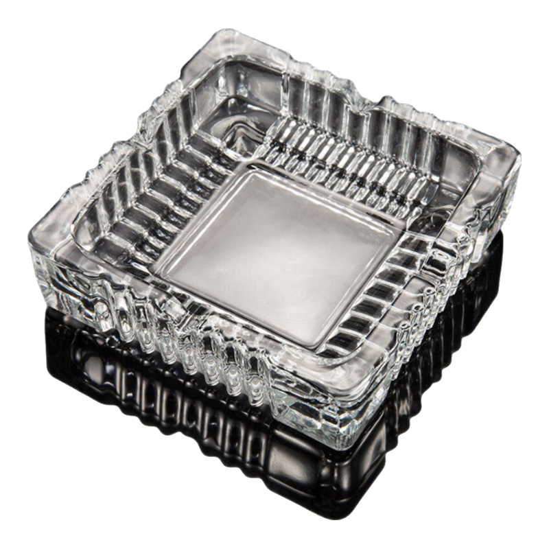 Gongxun New Chinese-Style Transparent Glass Ashtray, Creative Home Living Room Decoration for Coffee Table, Square Ashtray 10cm