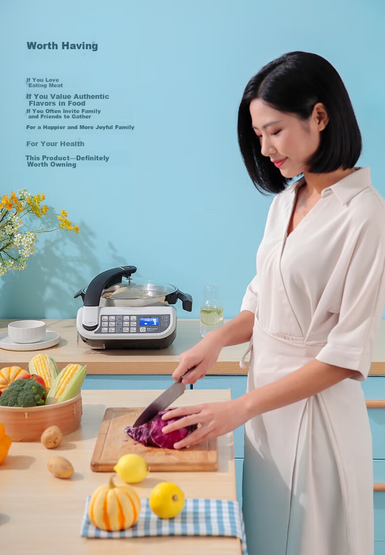 Gemside JSC-D120S Automatic Smart Cooking Stir-Fry Robot Multi-Function Non-Stick Electric Hot Pot and Stew Cooker with 0 Coating for Home Use 13