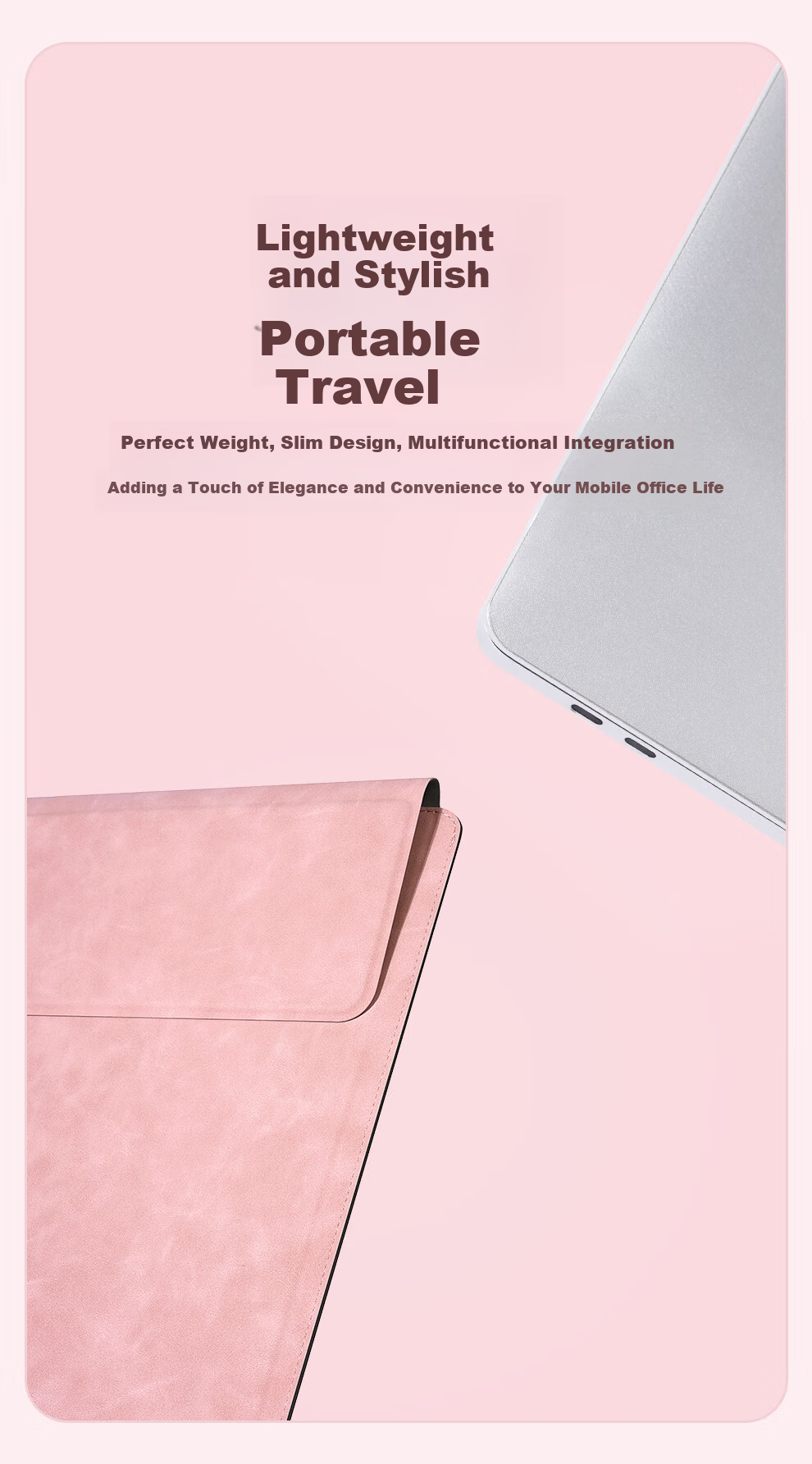 Jichuan Laptop Bag 13.3 Inch Notebook Sleeve Digital Storage Bag for Women Compatible with Apple MacBook Air/Neo Protective Case with Stand 4