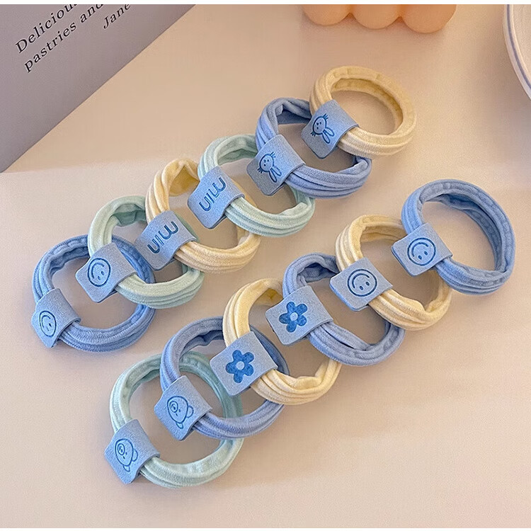 YeFeiLi Two-Piece Set Blue Comb Cushion Brush Hair Tie Massage Comb Long Hair Curling Brush Elastic Hair Band High Elasticity Hair Rope 8