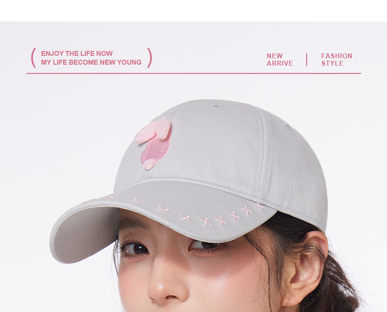 CACUSS Women's Duckbill Cap Spring Summer Cute Embroidered Little Rabbit Pure Cotton Soft Top Baseball Cap Playful Youthful Face-Slimming Dark Brown 9