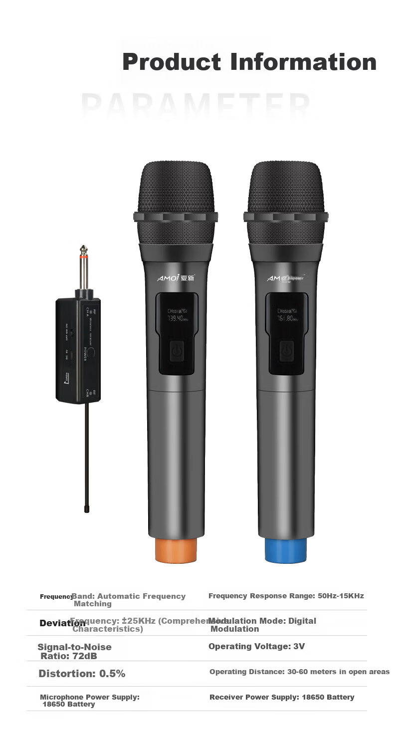 Amoi H3 Wireless Microphone Universal Microphone Home KTV Singing Speech Stage Karaoke Conference Speaker Amplifier Car Universal Rechargeable Receiver 3