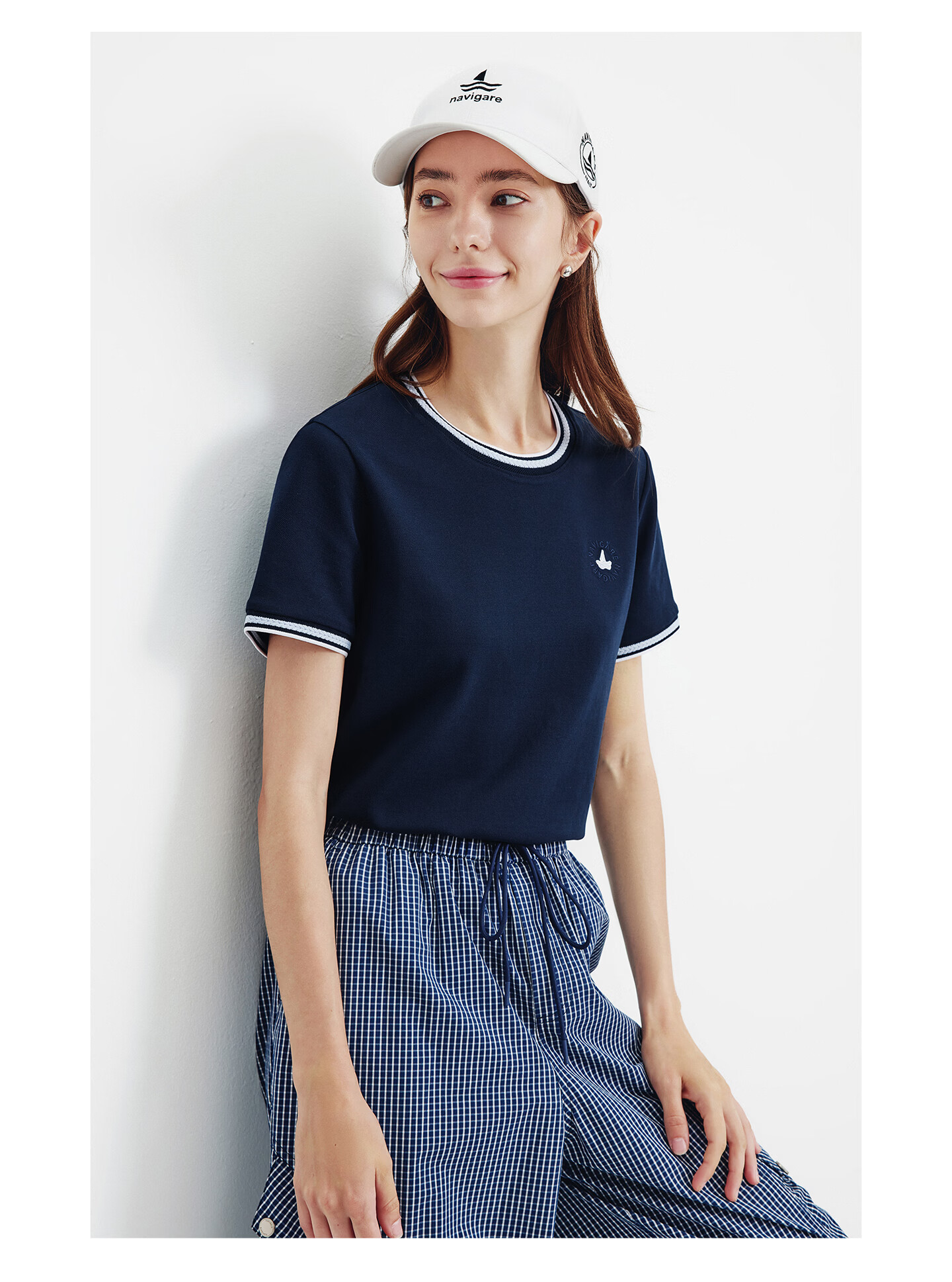 Navigare Small Sailboat Antibacterial Short Sleeve T-Shirt for Women 2026 New Mosquito-Repellent Commuter Casual Crew Neck Top 2325506501 26