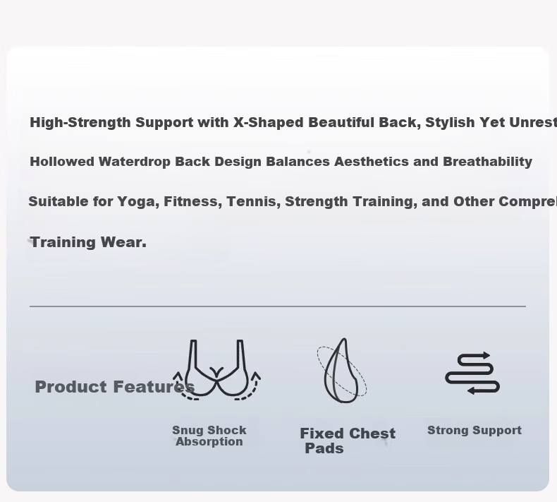 NEVER ME Sports Bra, Shock-Absorbing, High-Impact Fitness Training Yoga Sports Vest with Chest Pads, Beautiful Back Design, Side Support, White 1