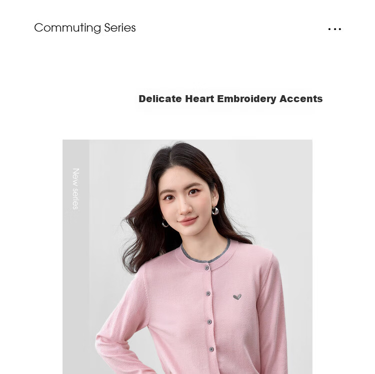 Sentubila Age-Reducing Elastic Knitwear Women Autumn Color-Block Crew Neck Ribbed Cuff Long Sleeve Cardigan Single-Breasted Heart Embroidery Top 2