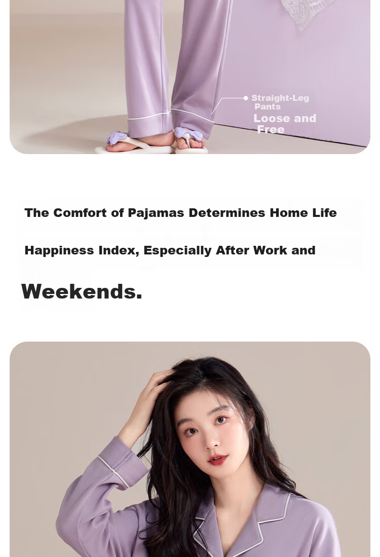 Langsha Women's 100% Cotton Sleepwear Set with Built-in Bra, Soft and Comfortable Homewear for Spring and Summer, Purple, Suitable for Outdoor Wear 4