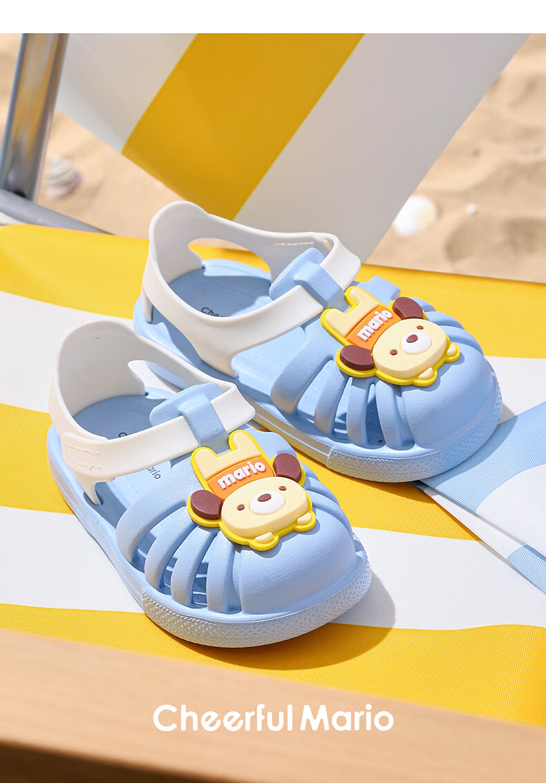 Cheerful Mario 2026 New Kids Open-Toe Sandals Girls Summer Breathable Baby Toddler Bath Shoes Boys 1-3 Years Beach Sandals 23