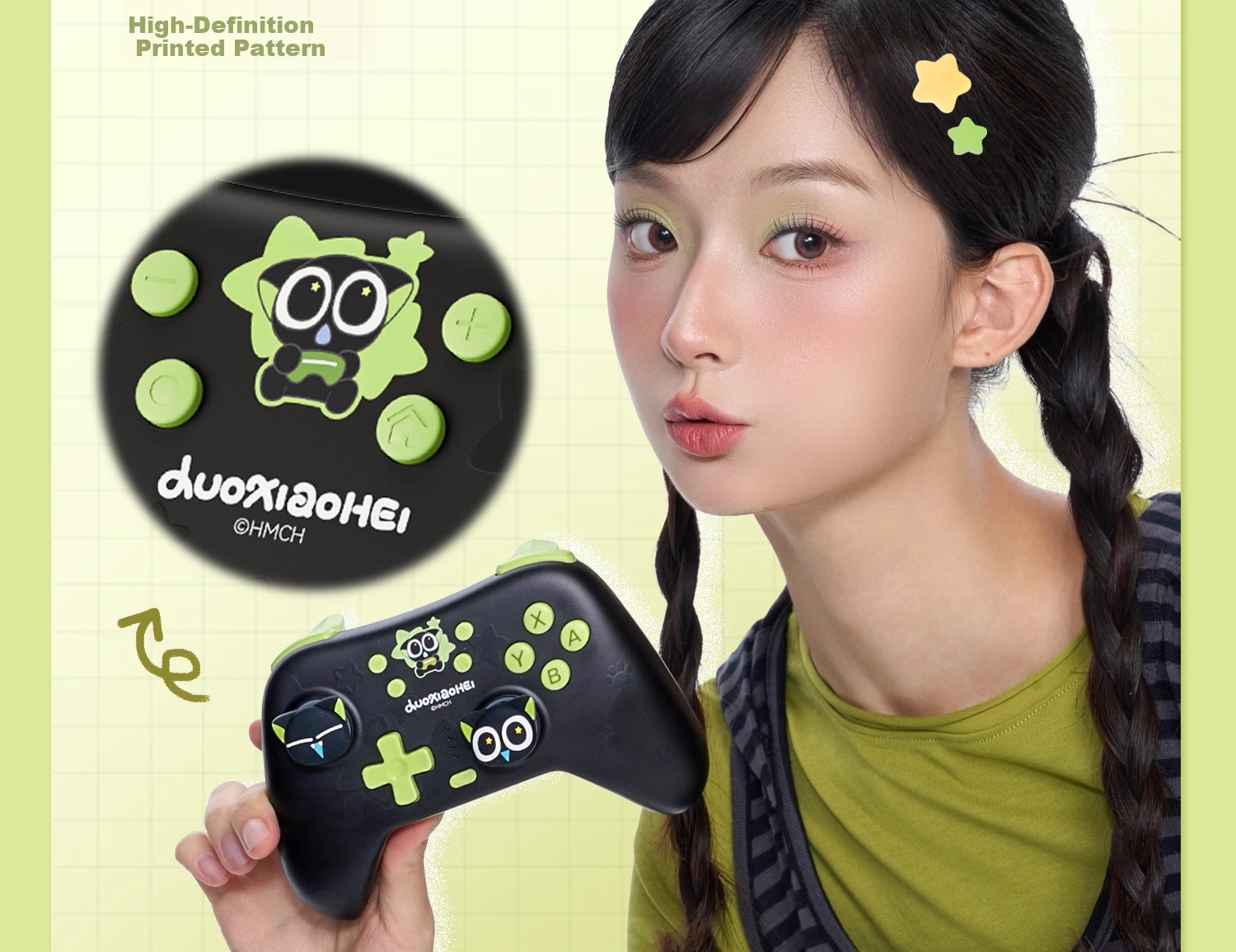 Jixiang Wireless Game Controller Luo Xiaohei Controller + 2.4G Receiver for Switch OLED/NS2/PC Steam/Mobile Tablet 3