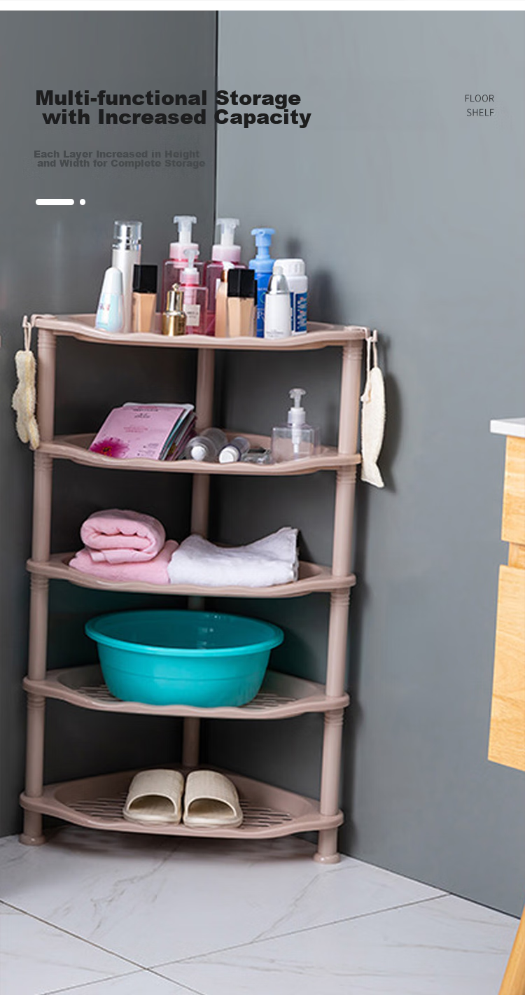 HOUYA Bathroom Storage Rack, Blue Four-Tier, Toilet Organizer Shelf, Floor-Standing Washbasin Rack, Kitchen Draining Rack 4