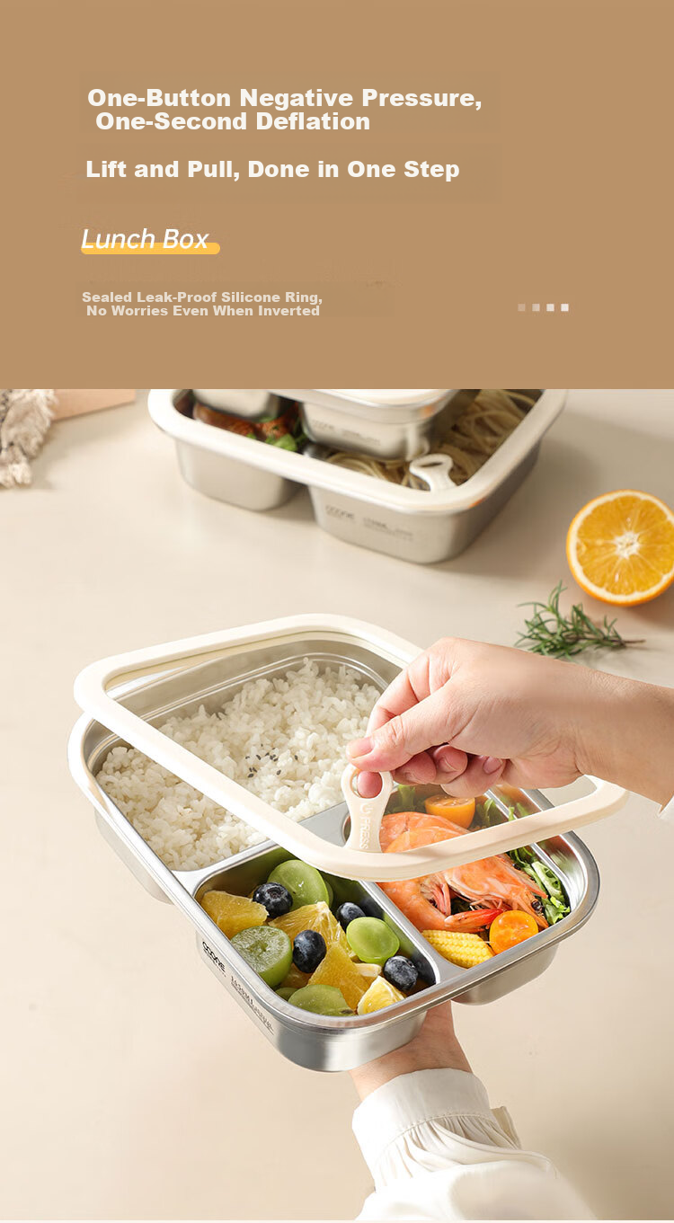 Wuxin Quality 316L Stainless Steel Lunch Box for Office Workers, Divided Bento Box, Microwave Safe, Large Capacity Double Compartment 1250ml 10