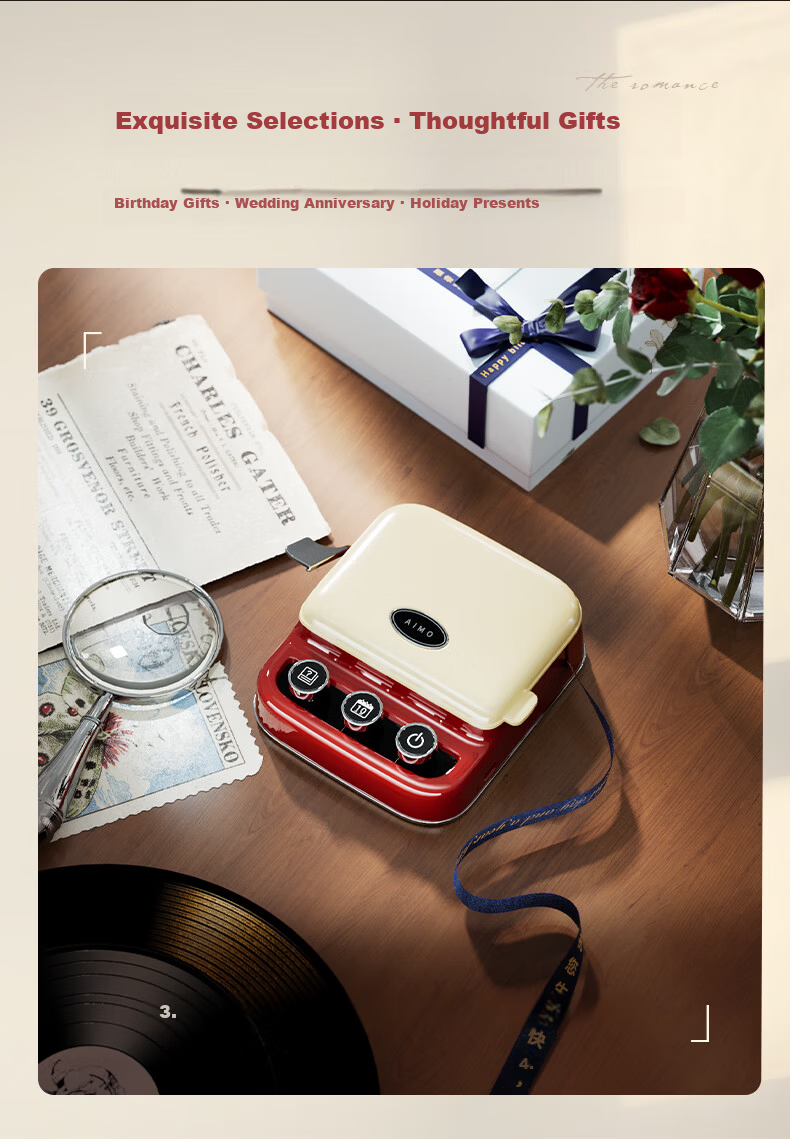 Aimo P15 Monet Garden Gift Box Women's Day Gift Heat Transfer Label Printer Home Carbon Ribbon Adhesive Name Sticker New Wedding Gift 12