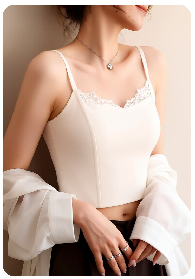 Herbal Original Ice Silk Camisole Women's Sexy Lace Built-in Bra Wireless Bra Backless Innerwear Outerwear Base Top 10