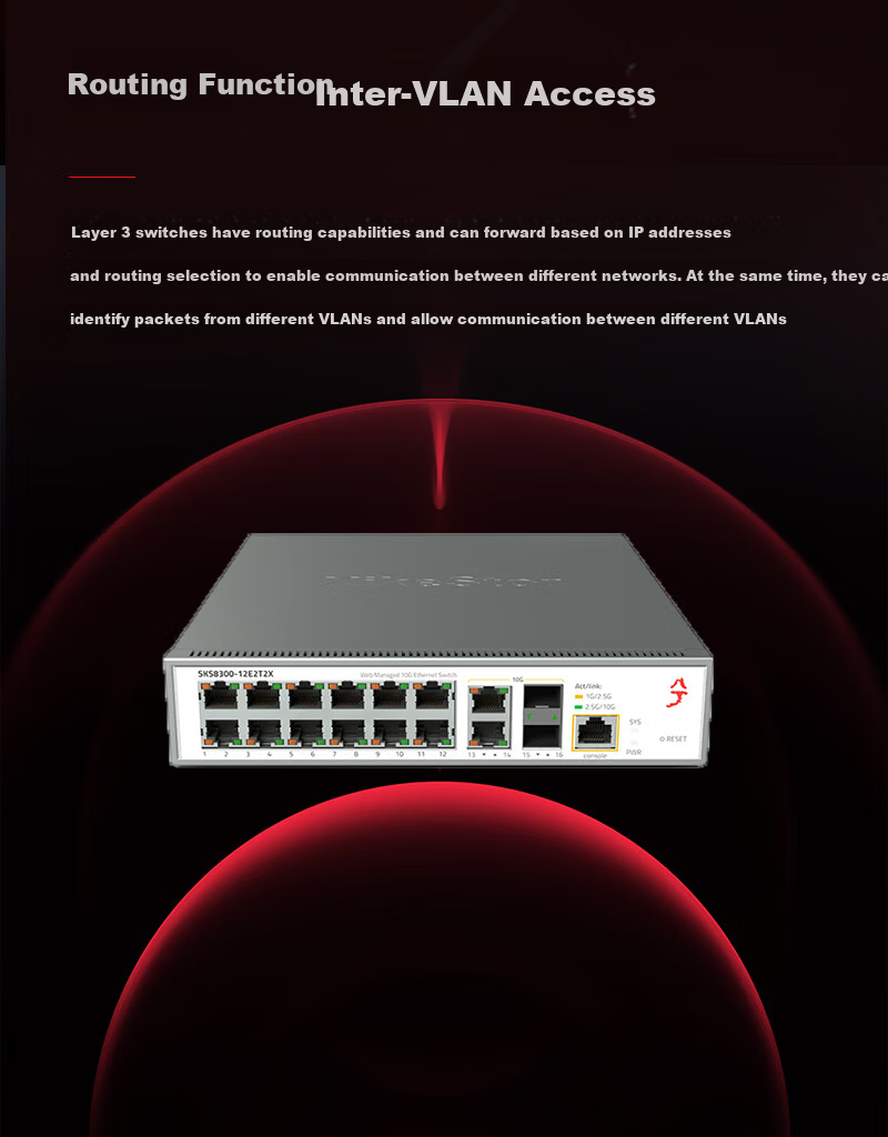 Xike Three-Layer Managed 12-Port 2.5G + 4-Port 10G Ten-Gigabit Switch with DHCP and Routing Function 16-Port 2.5G Switch SKS8300-12E2T2X 9