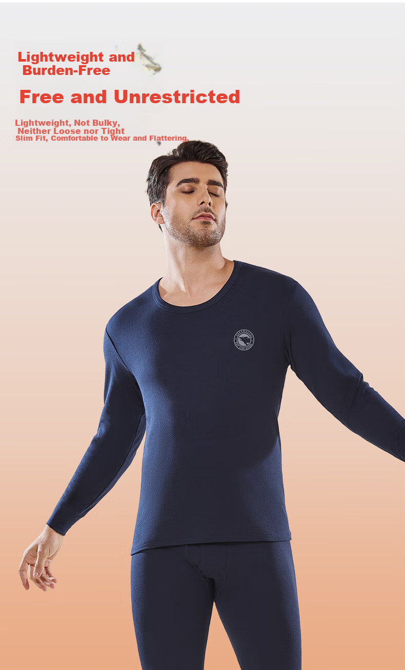 SEPTWOLVES Men's 100% Cotton Antibacterial Thermal Underwear Set, Cotton Long Johns and Shirt 14