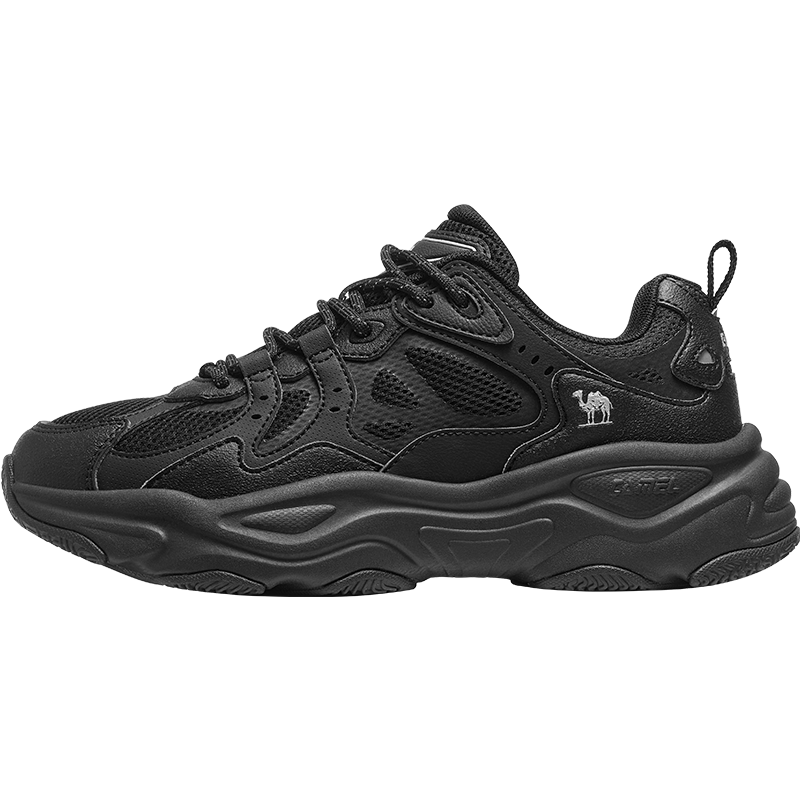 CAMEL Women's Thick-Soled Height-Increasing Cushioned Dad Casual Sneakers K25CX4L4013A Black/Castle Gray Size 38