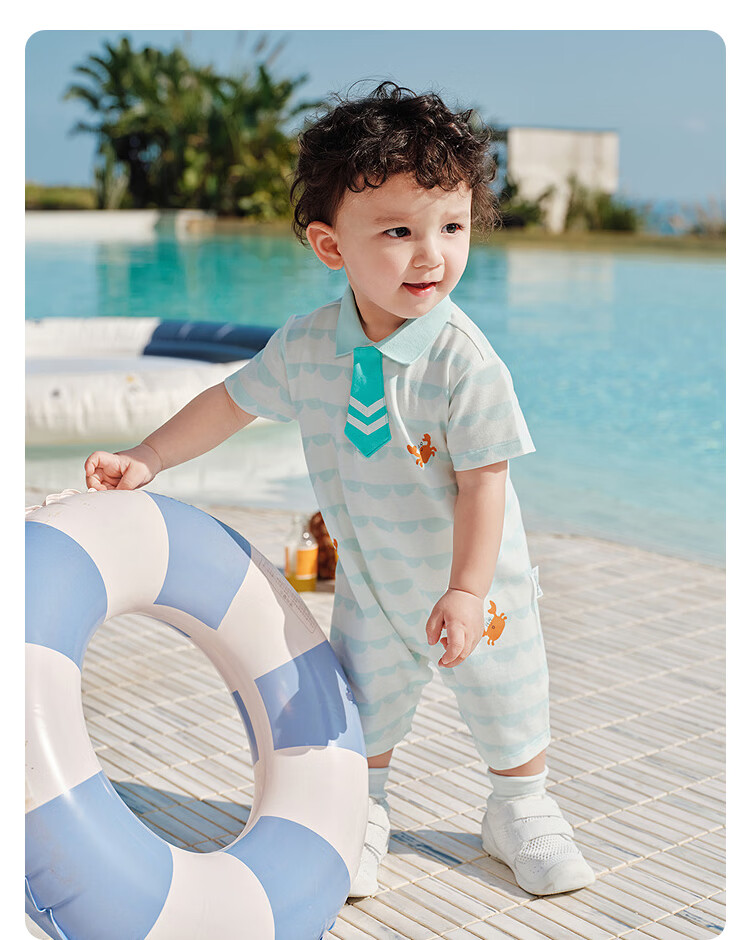 Balabala [balaOne] Baby Romper Infant Jumpsuit 2026 Polo Collar Gentleman Style Fashionable 7