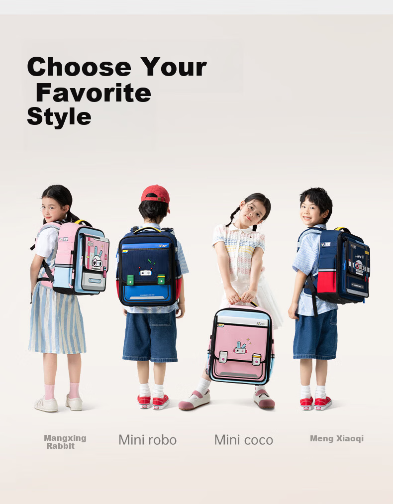 Cambridge Tree School Backpack for Primary Students Grades 1-3, Child Lightweight Ergonomic Large Capacity Anti-Drop Bag, Mangxing Rabbit Small Size 19