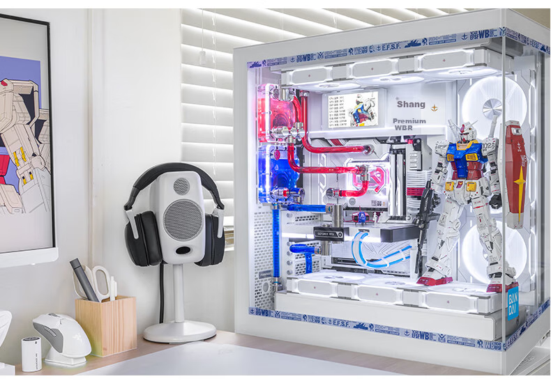 PHANTEKS NV9 White Frameless Full-View Seaview Computer Case (Dual 420/480 Water Cooling, EATX/SSI-CEB, ARGB Dual Channel Lighting Control, Type-C) 32