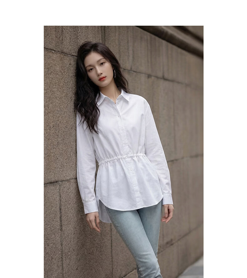 Demana Oxygen Pure Cotton Spring 3D Lapel Drawstring Waist Mid-Length Slim Fit Shirt for Women Premium Quality 11