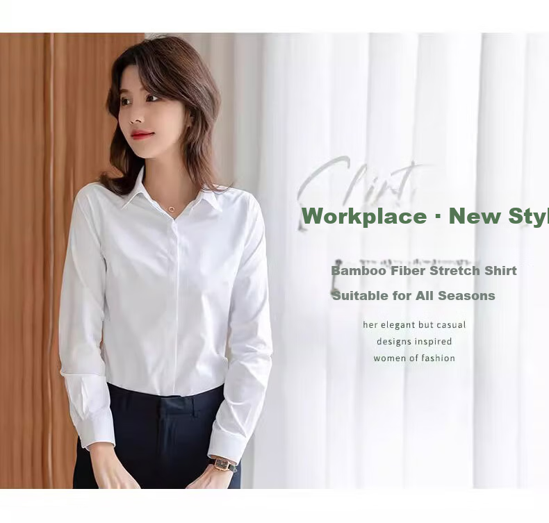 Romon Business Casual Women's Spring Fashion Professional Style Casual Lapel Long Sleeve Shirt Gray S 11