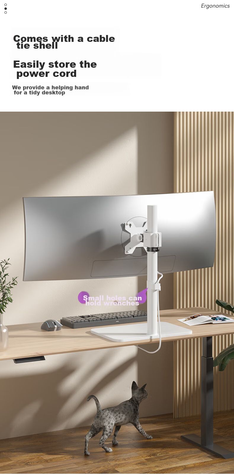 HILLPORT Monitor Riser Stand, Desktop Computer Screen Support, Display Stand with Adjustable Height And Rotation for Horizontal Or Vertical Positioning, DZ2011 White, Weight Capacity of 15 Kg (33 Lbs) 9
