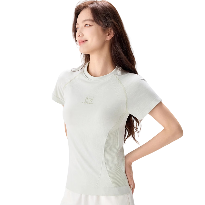 Langsha Women's Short Sleeve Summer Quick-Dry T-Shirt 10A Antibacterial Moisture-Wicking Ice Cooling Breathable Sports Running Top NS1940