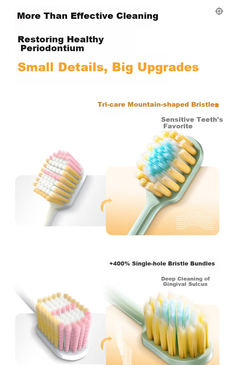 Lion Fine Tooth Wide Thin Tea Antibacterial Soft Bristle Toothbrush for Adults Sensitive Relief Single Pack 3