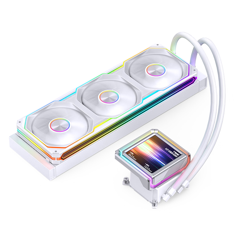 JONSBO TX-360 White Integrated Display All-in-One Liquid Cooler (Triple ARGB Fans/One-Line Motherboard Connection/3.95-inch IPS Screen/Magnetic Aluminum Alloy Cold Head)