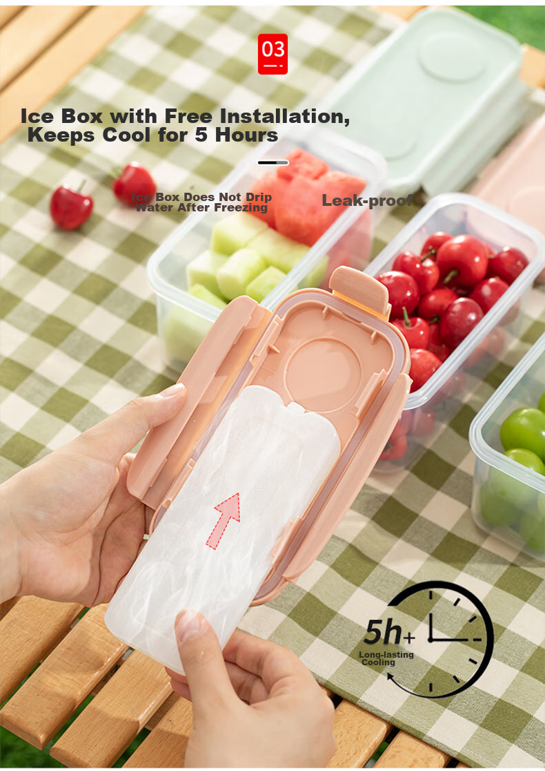 KATEI STORY Japanese Portable Fruit Box with Fork, Handheld Salad Cup, Plastic Cup with Sealing And Leak-Proof Draining Basket for Going Out 7