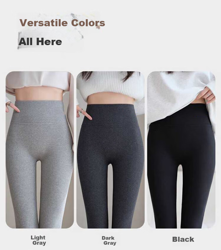 Zaisuo Women's Autumn Winter Cotton Striped Slimming Leggings Fleece Lined Thickened Tights Outerwear Leggings 13