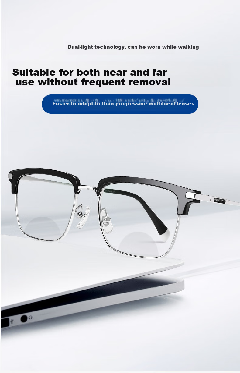 Sunset Red Bifocal Presbyopic Glasses for Men, Photochromic Sunglasses for Summer, AX5404, 300 Degree 2