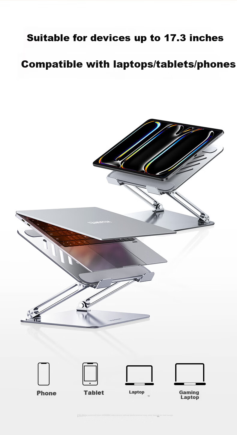 UGREEN Laptop Stand, Computer Tablet Phone Large Size Riser, Hollow Heat Dissipation, Dual-Axis Height Adjustable Vertical Stand, Suitable for Apple MacBook, Huawei, Lenovo, Xiaomi 10