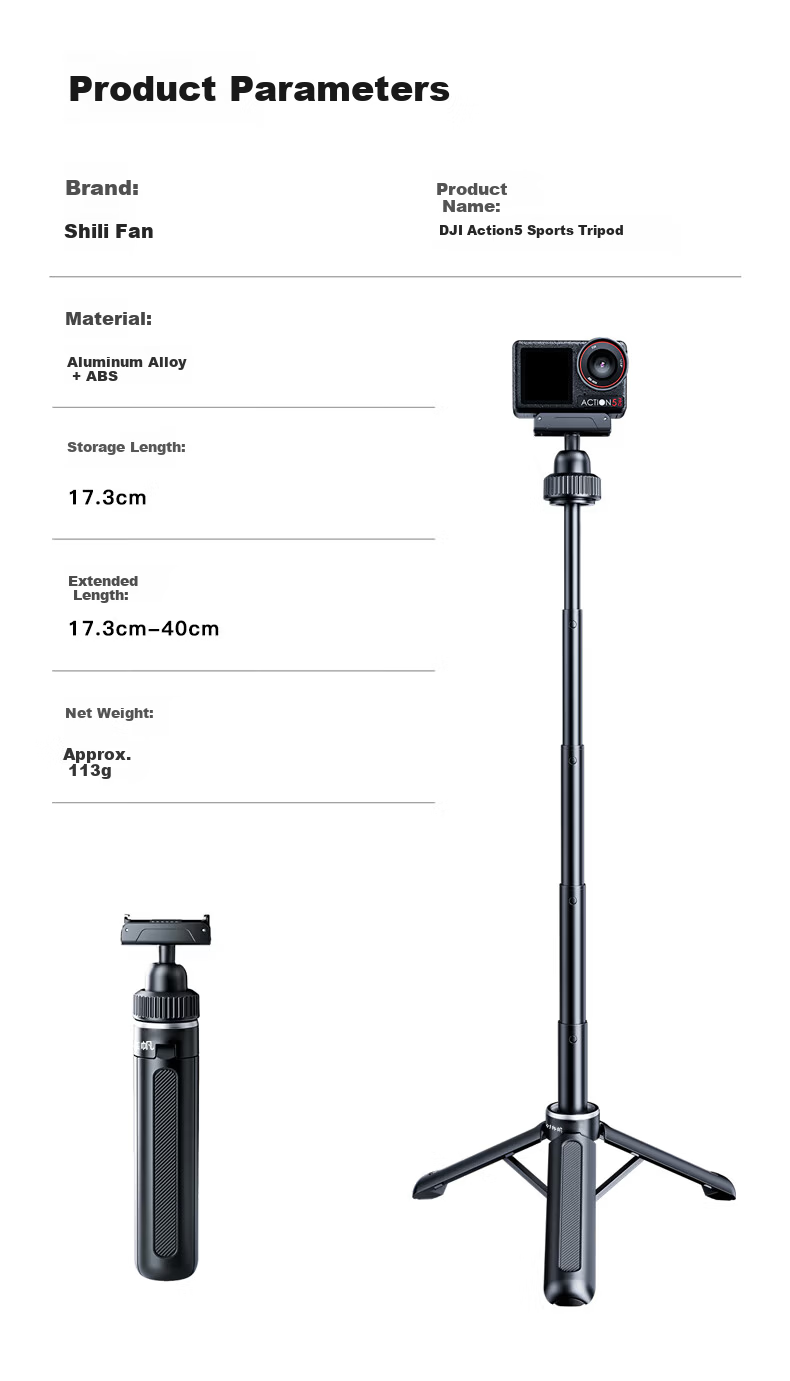 Shili Fan Magnetic Quick-Release Mount Handheld Selfie Stick for DJI Action 5 Pro Black Upgraded Version 9