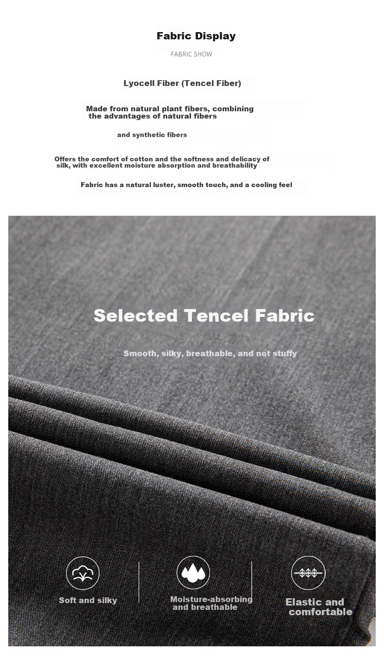 ROMON Tencel Men's Wrinkle-Resistant Non-Iron Business Dress Pants Casual Elastic Straight-Leg Trousers for Dad 2