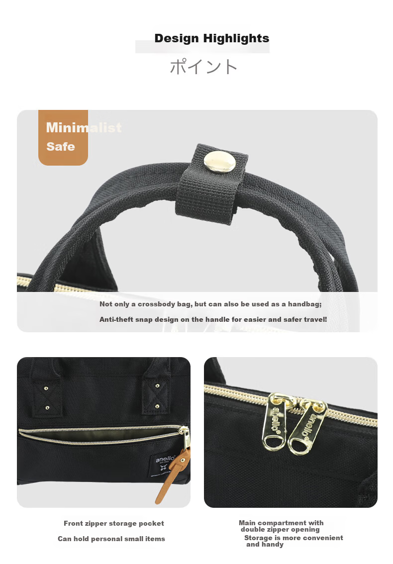 Anello Japan Rakuten Single Shoulder Crossbody Boston Bag Lightweight Large Capacity Box Shaped Small H0851Z Red Blue White 3