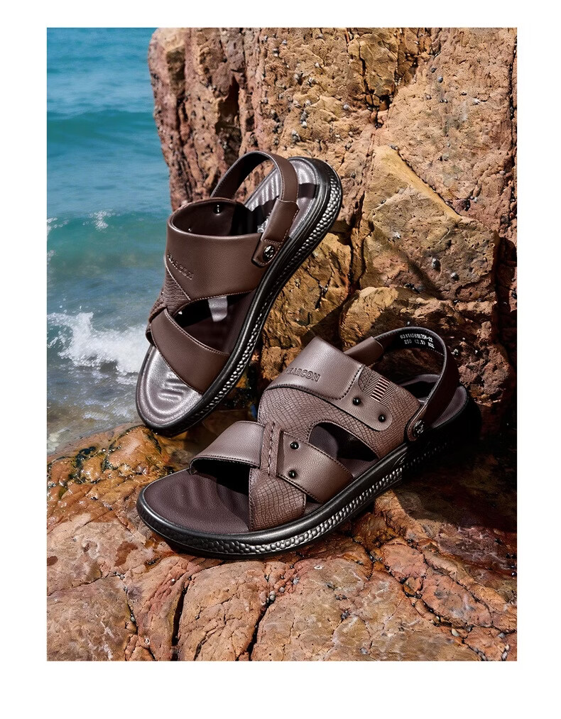 Eierkang Men's Breathable Comfortable Casual Beach Sandals Dual-Wear Driving Slippers 61875W Black Size 42 8