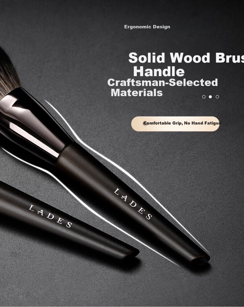 LADES Wooden 15-Piece Makeup Brush Set Animal Hair Powder Brush Lip Brush Concealer Brush Beauty Tools 11