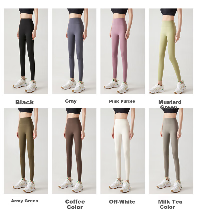 LangSha Seamless Sharkskin Women's Autumn High-Waist Slimming Cycling Sports Yoga Pants White Leggings 6
