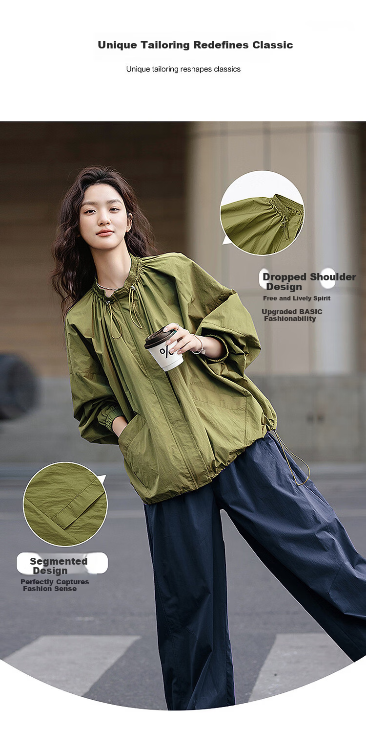 Demana Casual Easy-Care Spring Autumn Lightweight Outdoor Design Loose Fit Drop Shoulder Petite Slimming Women's Jacket 1
